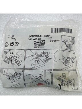New 2 pk IKEA INTEGRAL Wide Angle Snap-on Cabinet Hinges, 130° 042.613.00 Blum